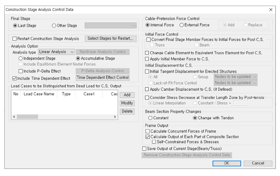 Construction Stage Analysis Control